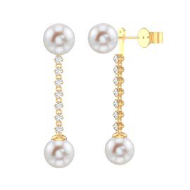 Fusion Pearl 18K Gold Vermeil Round Stud and Drop Earrings Set