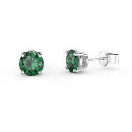 Charmisma 1ct Emerald 18K White Gold Stud Earrings