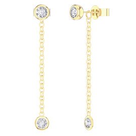 By the Yard White Sapphire 18K Gold Vermeil Stud and Drop Earrings Set