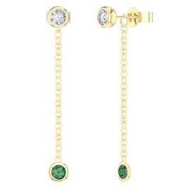 By the Yard Emerald 18K Gold Vermeil Stud and Drop Earrings Set