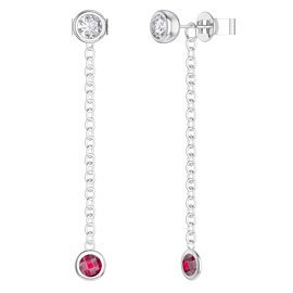 By the Yard Ruby Platinum plated Silver Stud and Drop Earrings Set