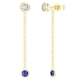 By the Yard Blue Sapphire 18K Gold Vermeil Stud and Drop Earrings Set
