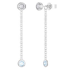 By the Yard Aquamarine Platinum plated Silver Stud and Drop Earrings Set