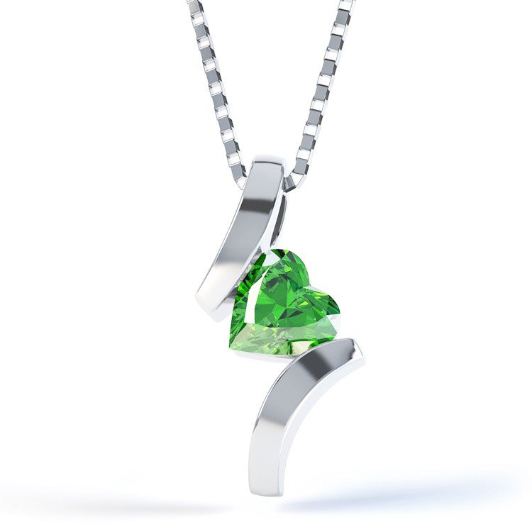 Combinations Chrome Diopside Heart Silver Pendant