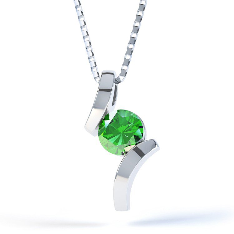 Combinations Chrome Diopside Round Silver Pendant
