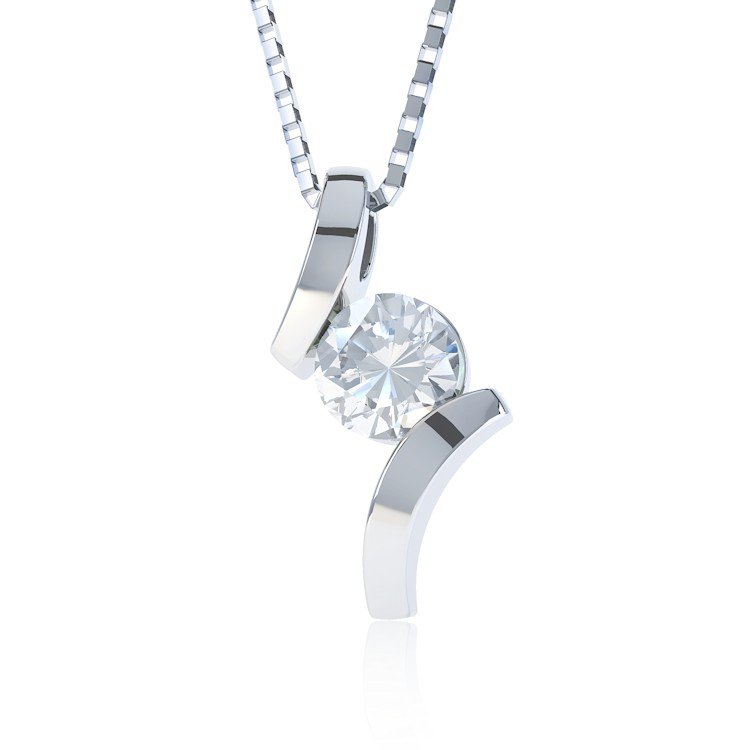 Combinations White Sapphire Round Platinum plated Silver Pendant