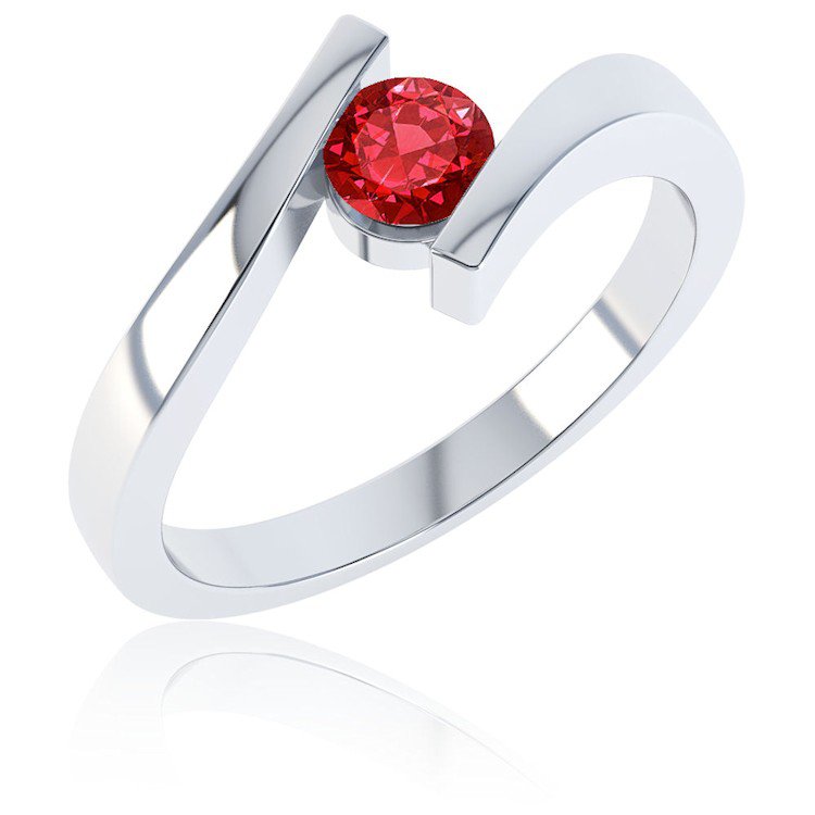 Combinations Garnet Platinum plated Silver Round Stacking Ring #1