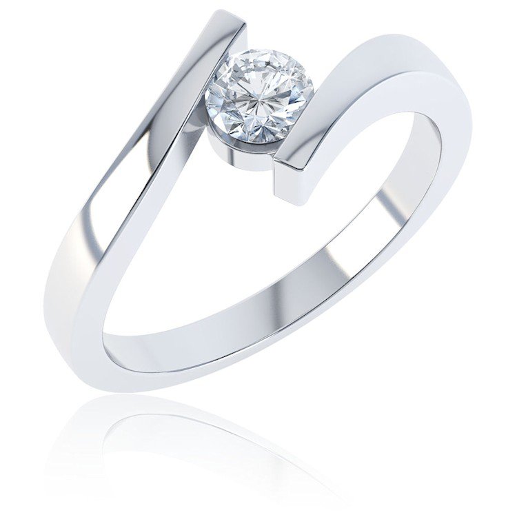 Combinations White Sapphire Platinum plated Silver Round Stacking Ring