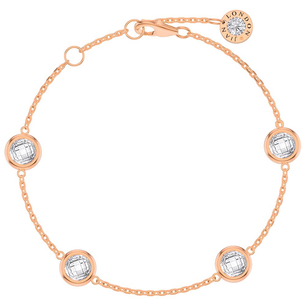 White Sapphire and Diamond By the Yard 18K Rose Gold Bracelet
