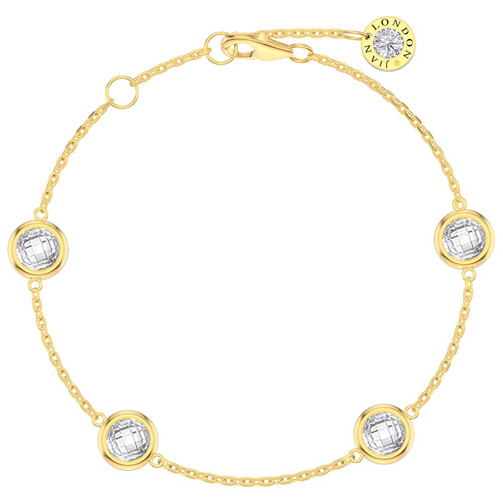 White Sapphire and Diamond By the Yard 18K Yellow Gold Bracelet
