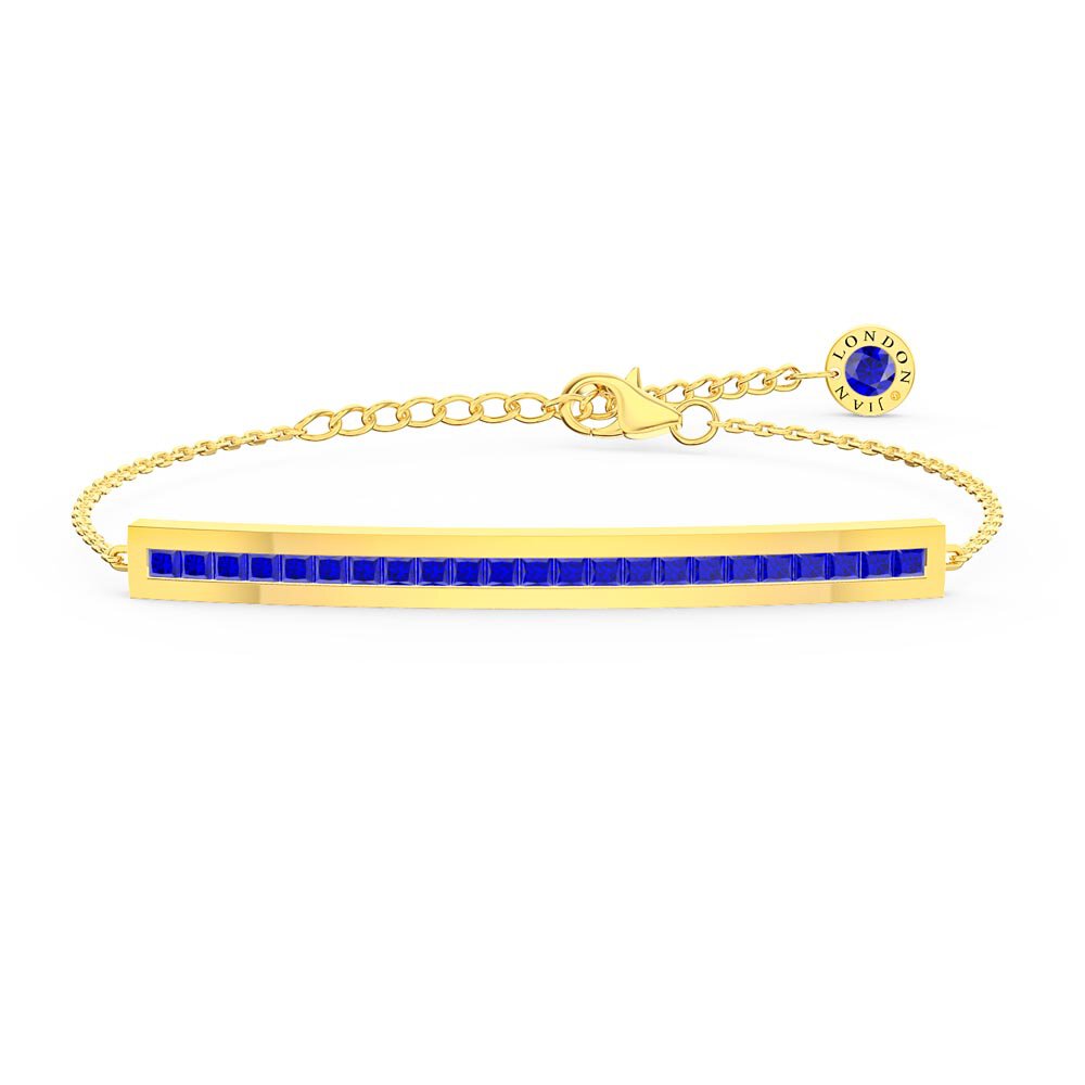 Princess Sapphire 18K Yellow Gold Line Bracelet