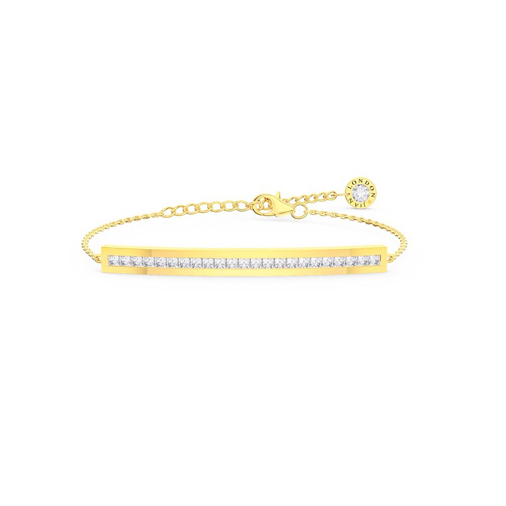 Princess White Sapphire 18K Gold Vermeil Line Bracelet