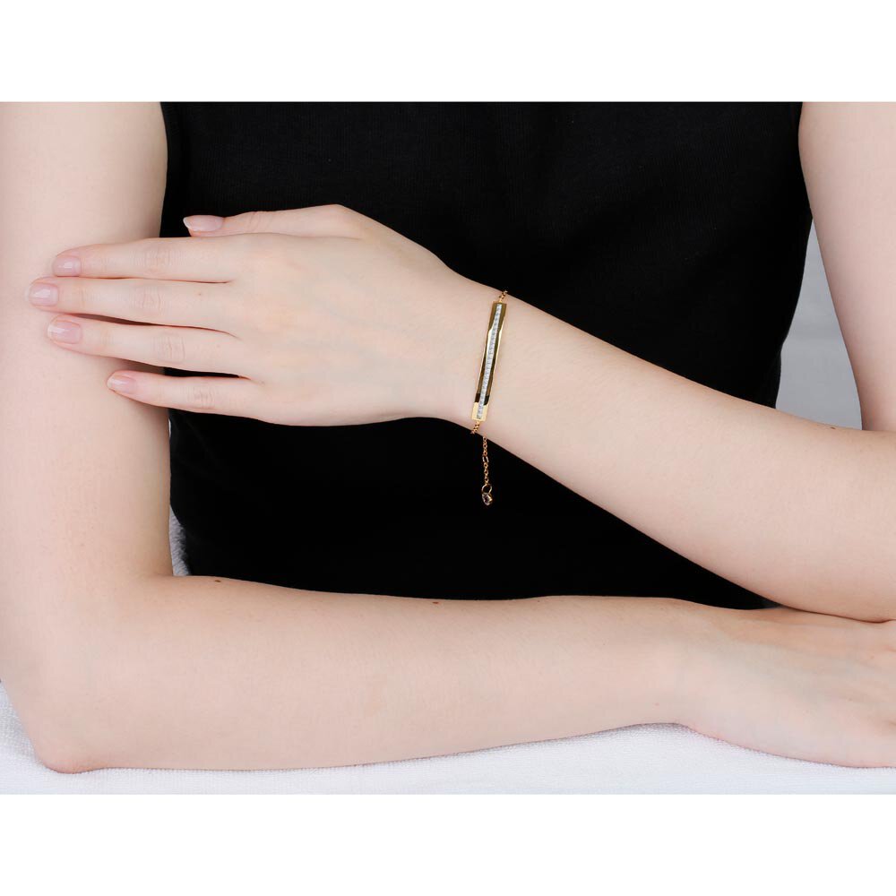 Princess White Sapphire 18K Gold Vermeil Line Bracelet #2