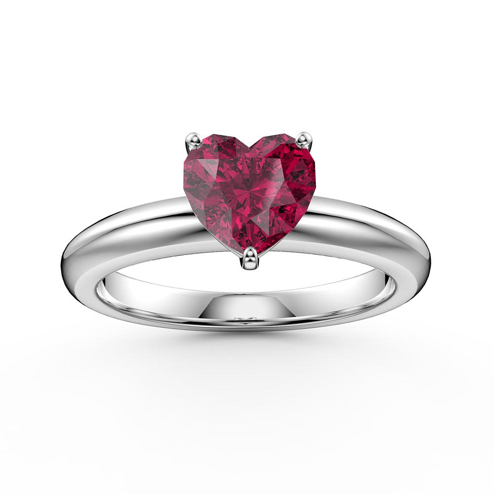 Unity 1ct Heart Ruby Solitaire 18K White Gold Proposal Ring