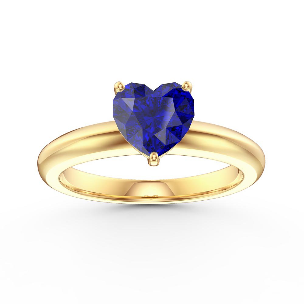 Unity 1ct Heart Blue Sapphire Solitaire 18K Yelow Gold Proposal Ring