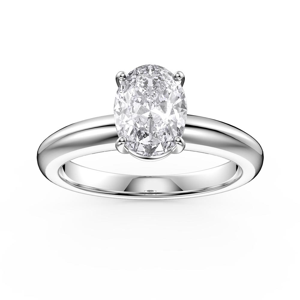 Unity Moissanite Oval Solitaire 10K White Gold Proposal Ring