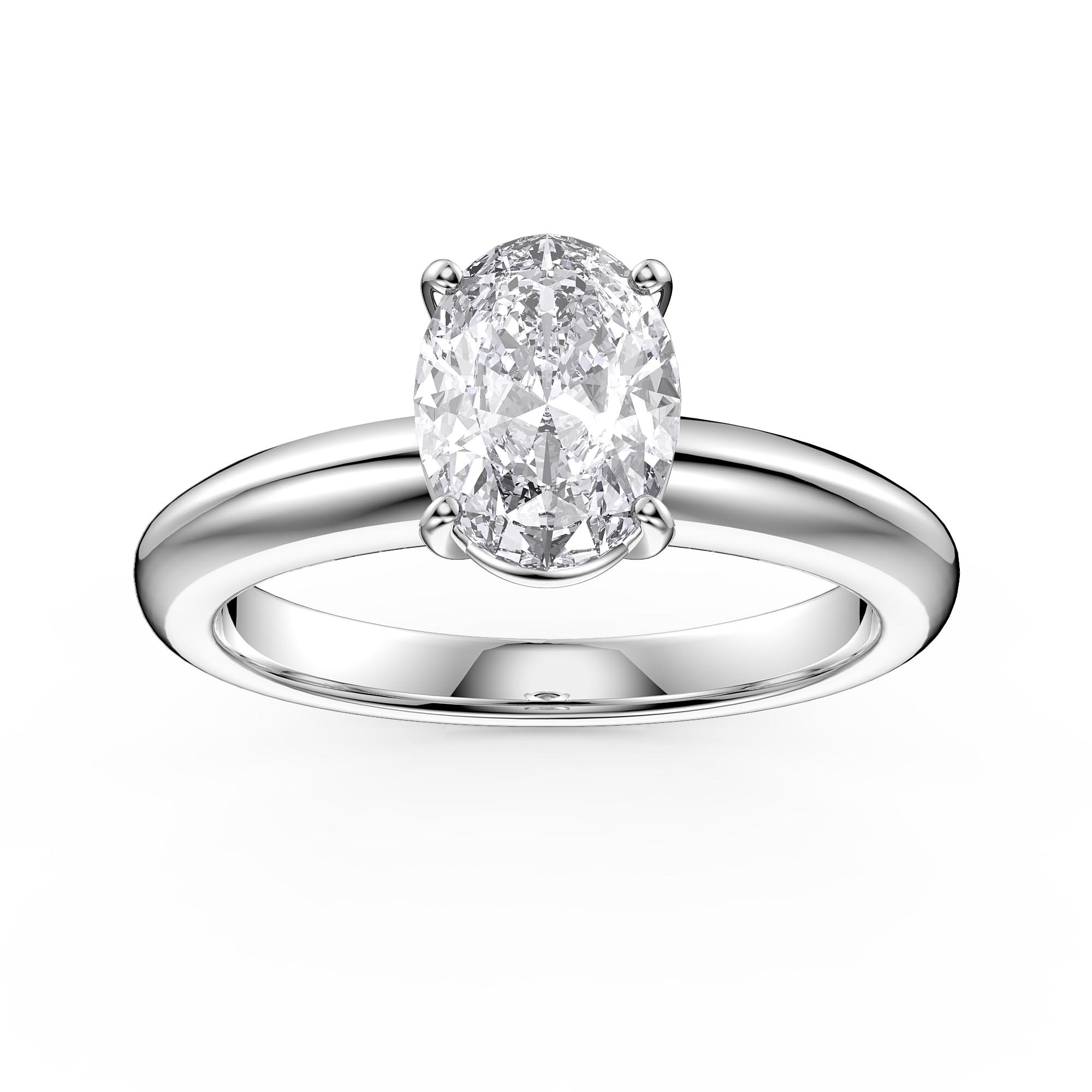 Unity 1.25ct Oval White Sapphire Solitaire Platinum plated Silver ...