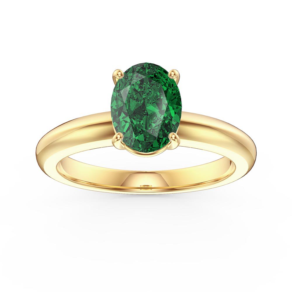 Unity 1.25ct Oval Emerald Solitaire 18K Yellow Gold Proposal Ring