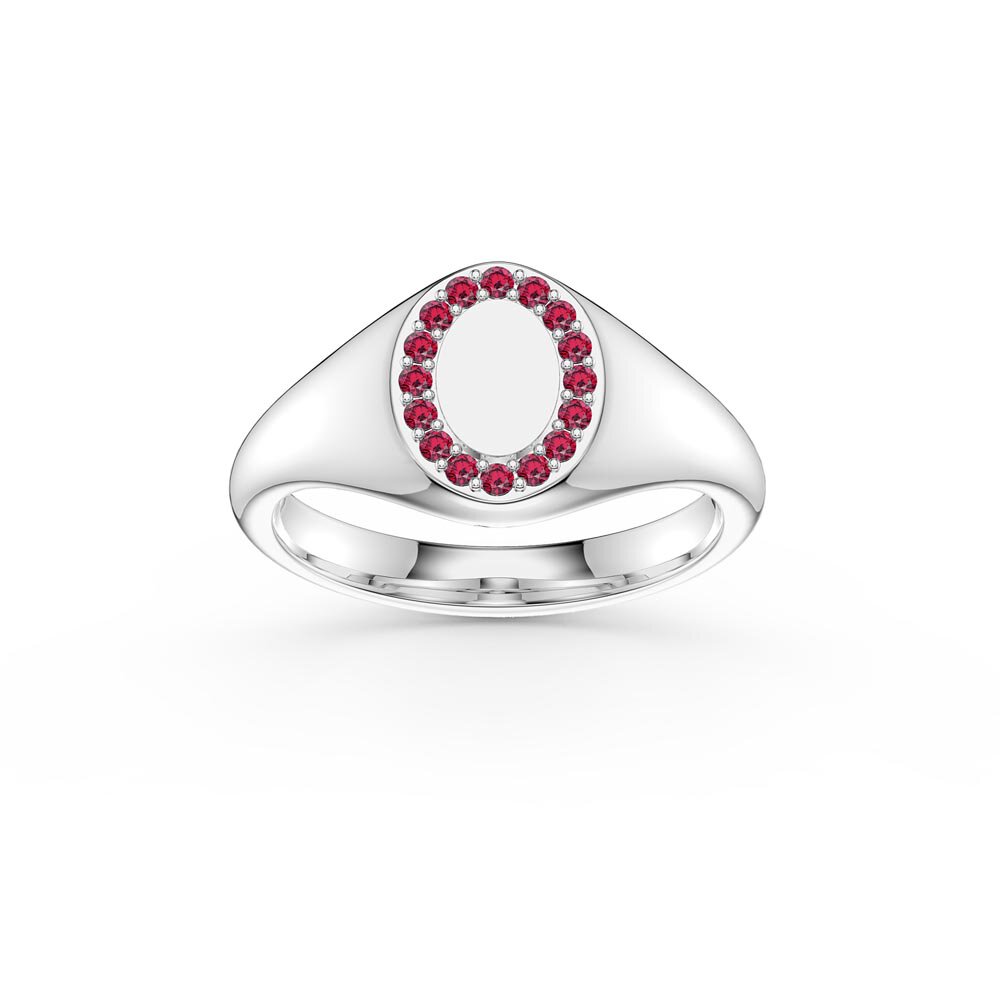 Ruby Pave Platinum plated Silver Signet Ring