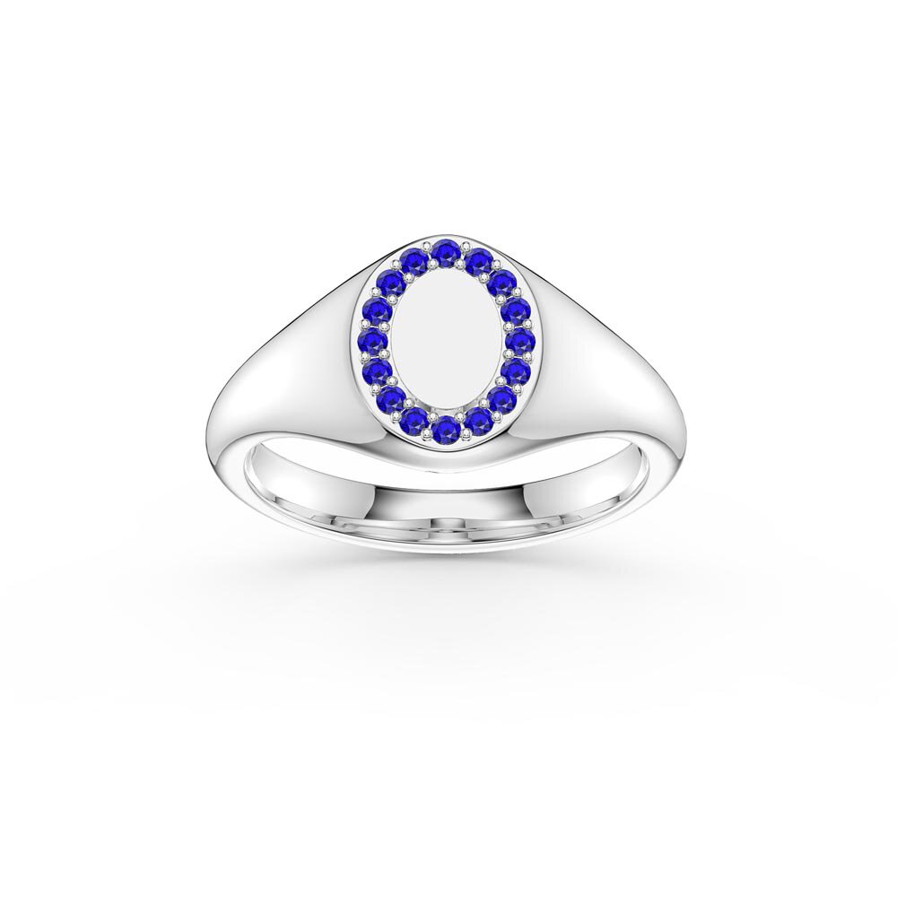 Sapphire 10K White Gold Signet Ring