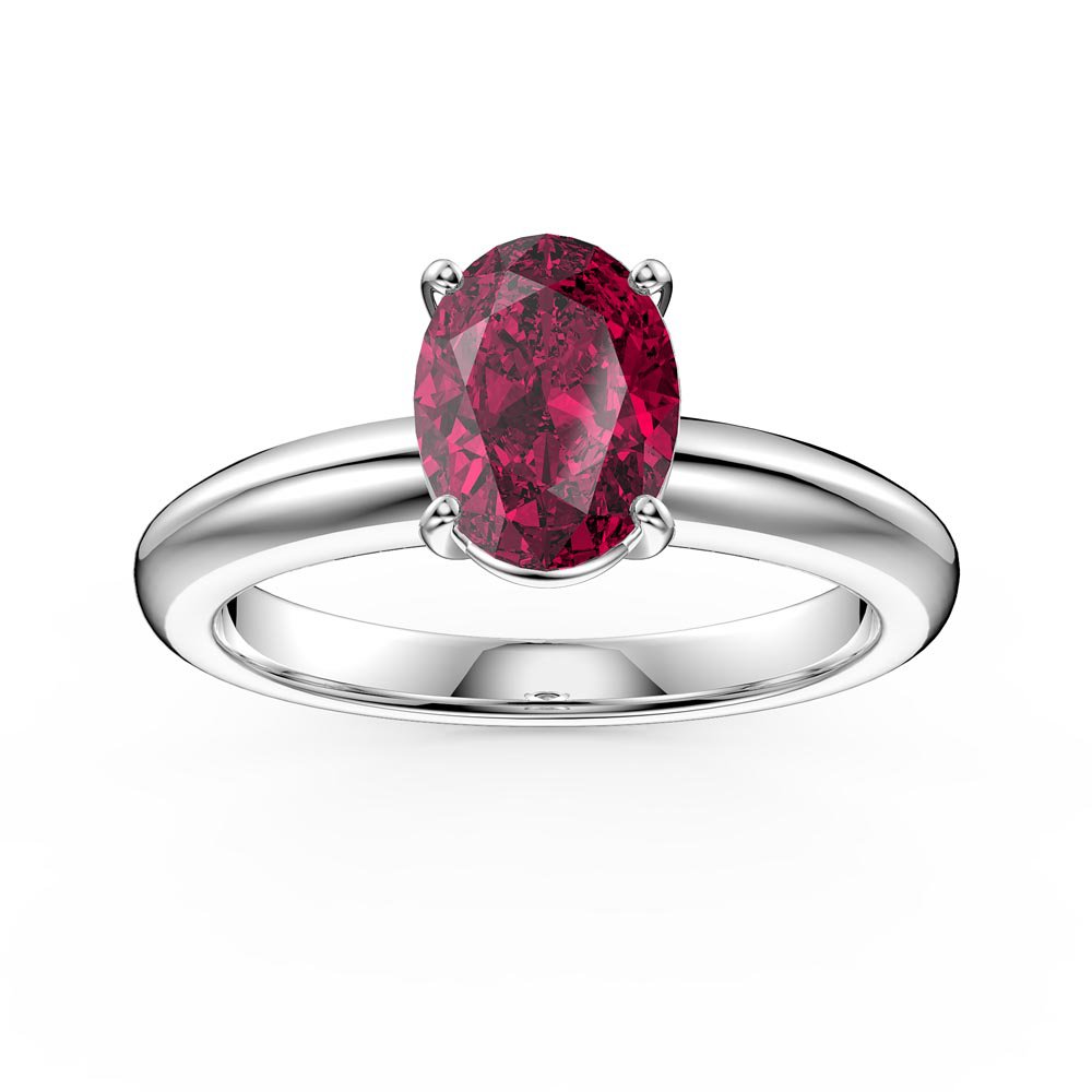 Unity 1.25ct Oval Ruby Solitaire 18K White Gold Proposal Ring
