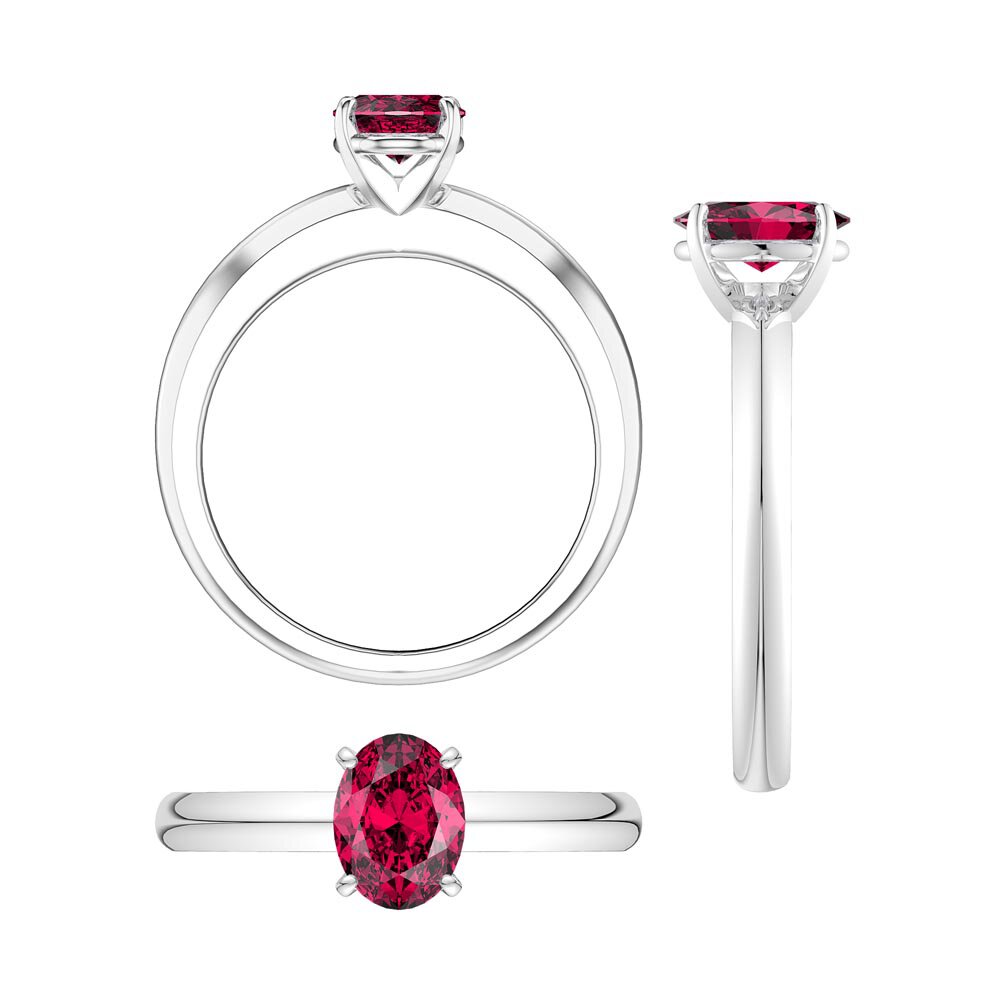 Unity 1.25ct Oval Ruby Solitaire 10K White Gold Proposal Ring #4