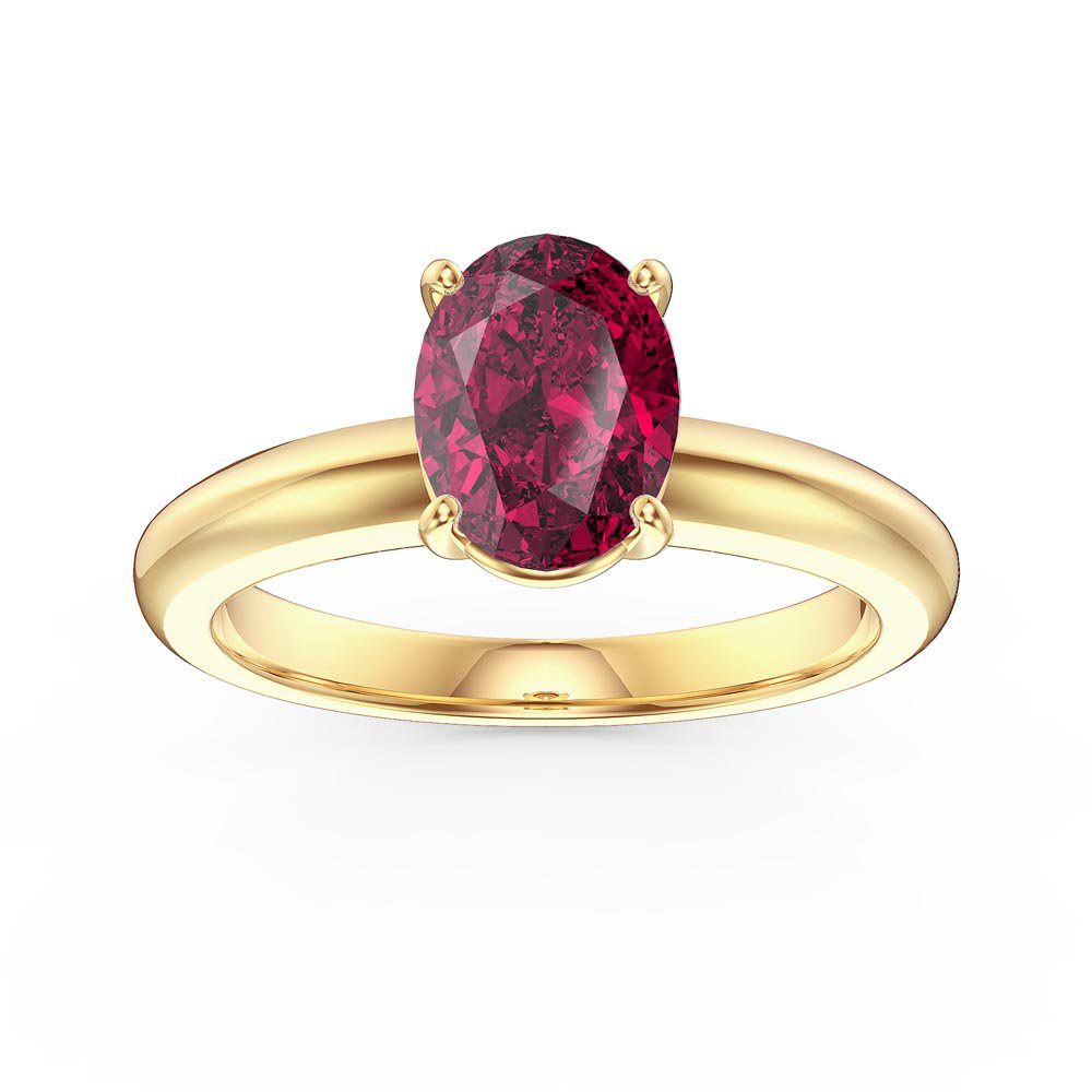 Unity 1.25ct Oval Ruby Solitaire 18K Yellow Gold Proposal Ring
