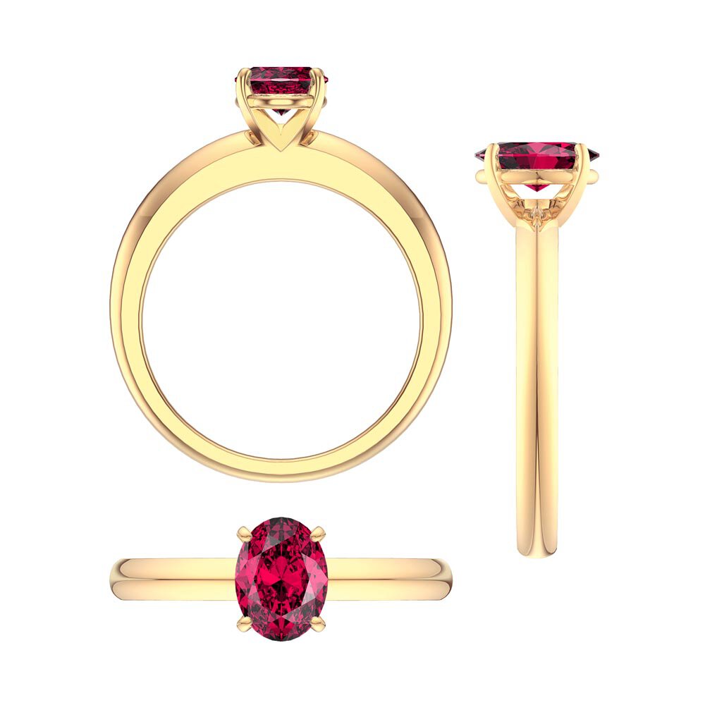Unity 1.25ct Oval Ruby Solitaire 18K Yellow Gold Proposal Ring #4