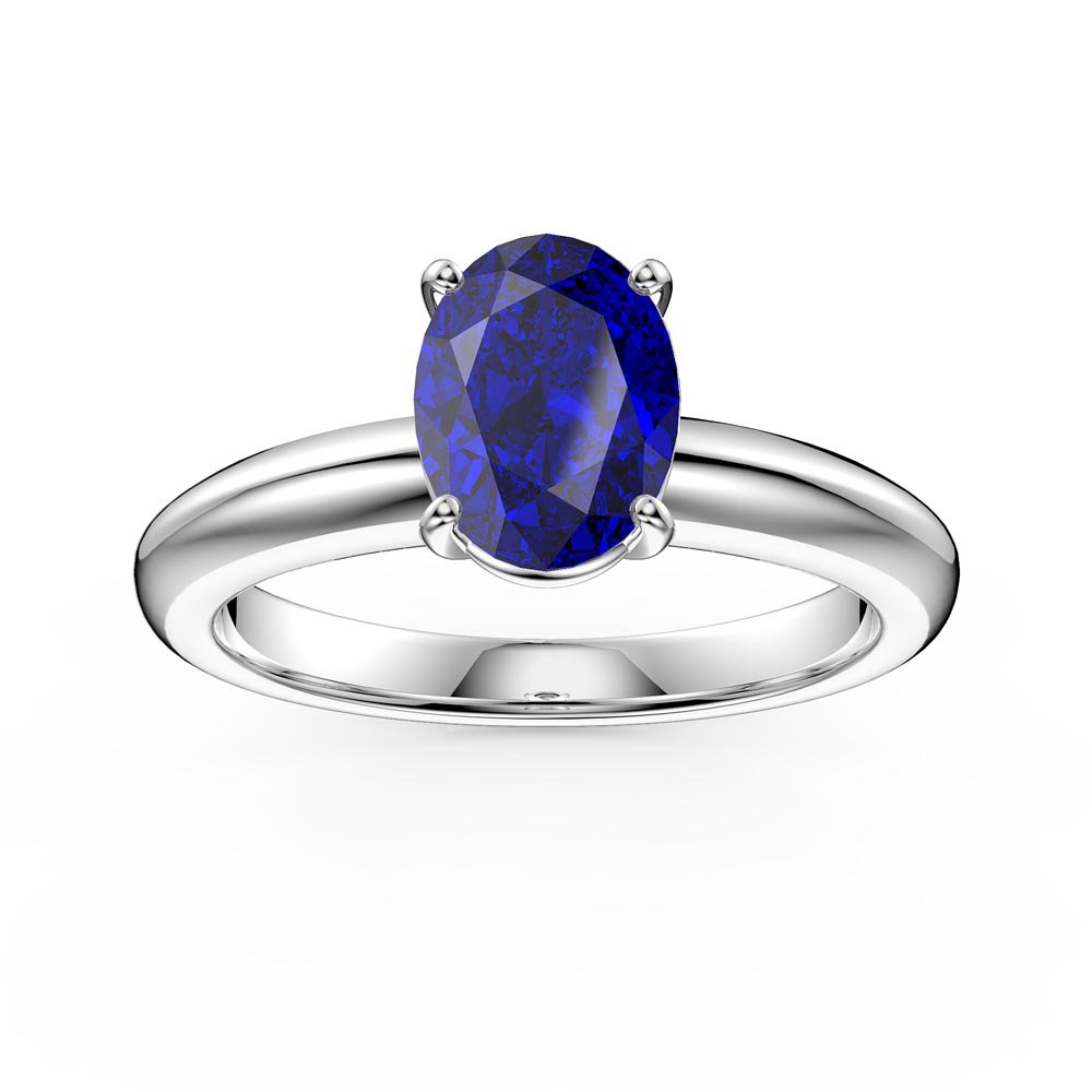 Unity 1.25ct Oval Blue Sapphire Solitaire 18K White Gold Proposal Ring