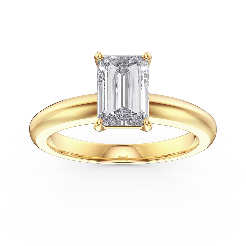 Unity 1ct Diamond Emerald Cut Solitaire 18K Yellow Gold Engagement Ring