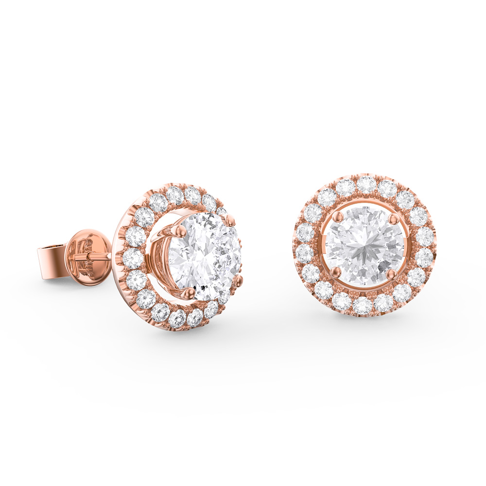 Fusion GH SI Diamond 18K Rose Gold Earring Halo Jackets #3