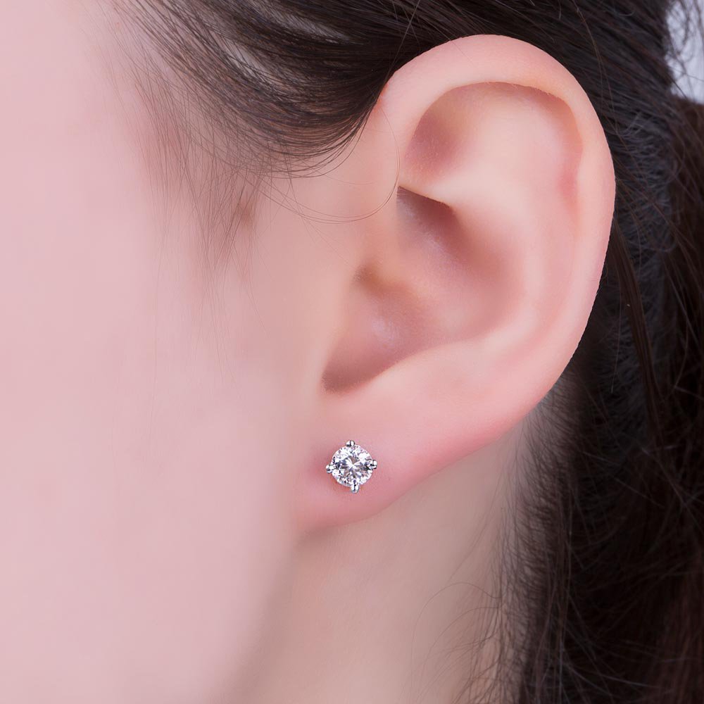 Fusion Lab Diamond 18K White Gold Stud Starburst Earrings Halo Jacket Set #6