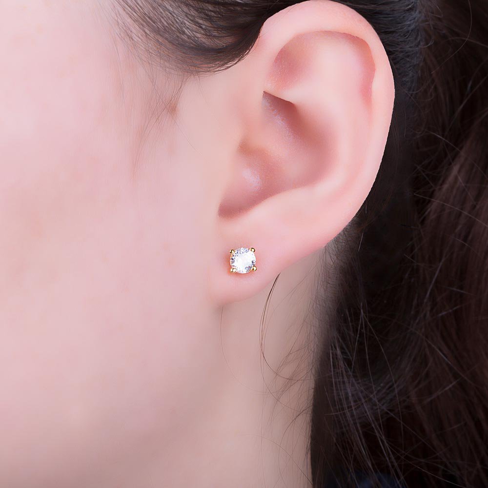 Charmisma 1ct White Sapphire 10K Rose Gold Stud Earrings #2