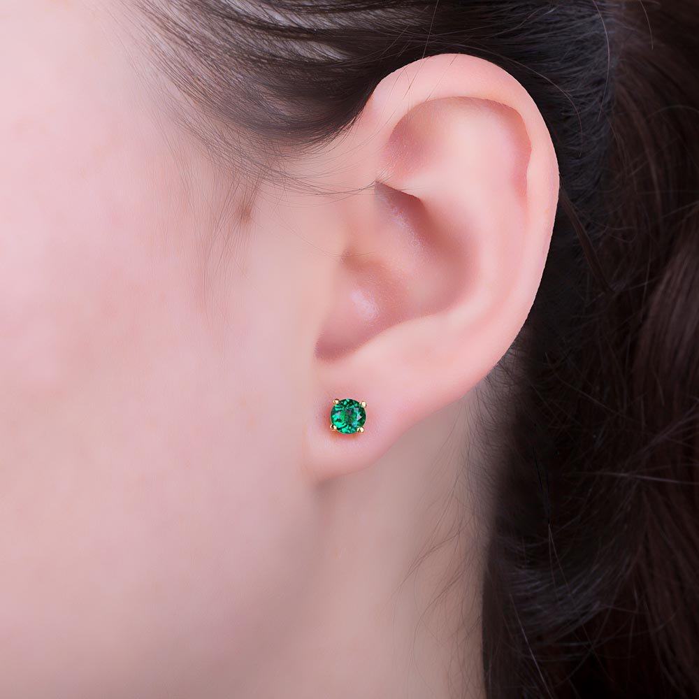 Charmisma 1ct Emerald 18K Gold Vermeil Stud Earrings #2