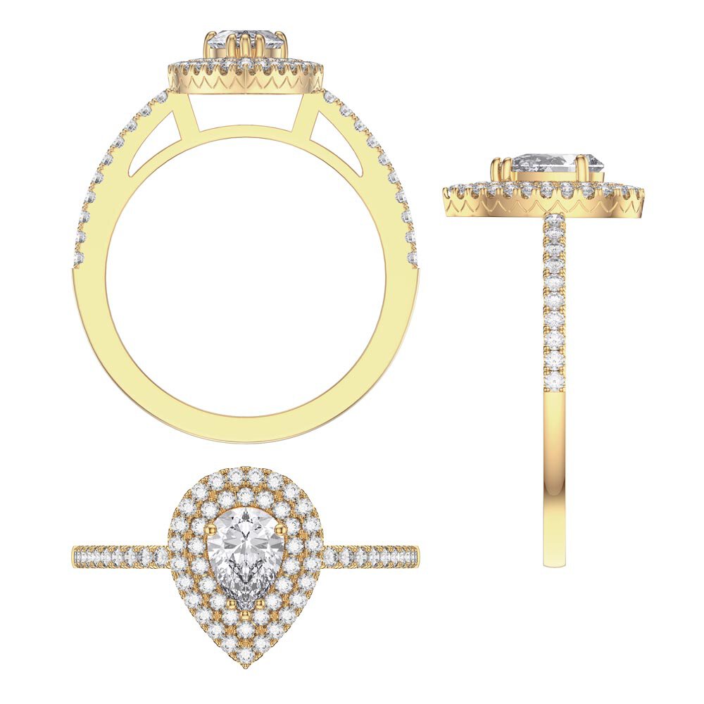 Fusion 1.16ct Diamond Pear 18K Yellow Gold Halo Engagement Ring #8
