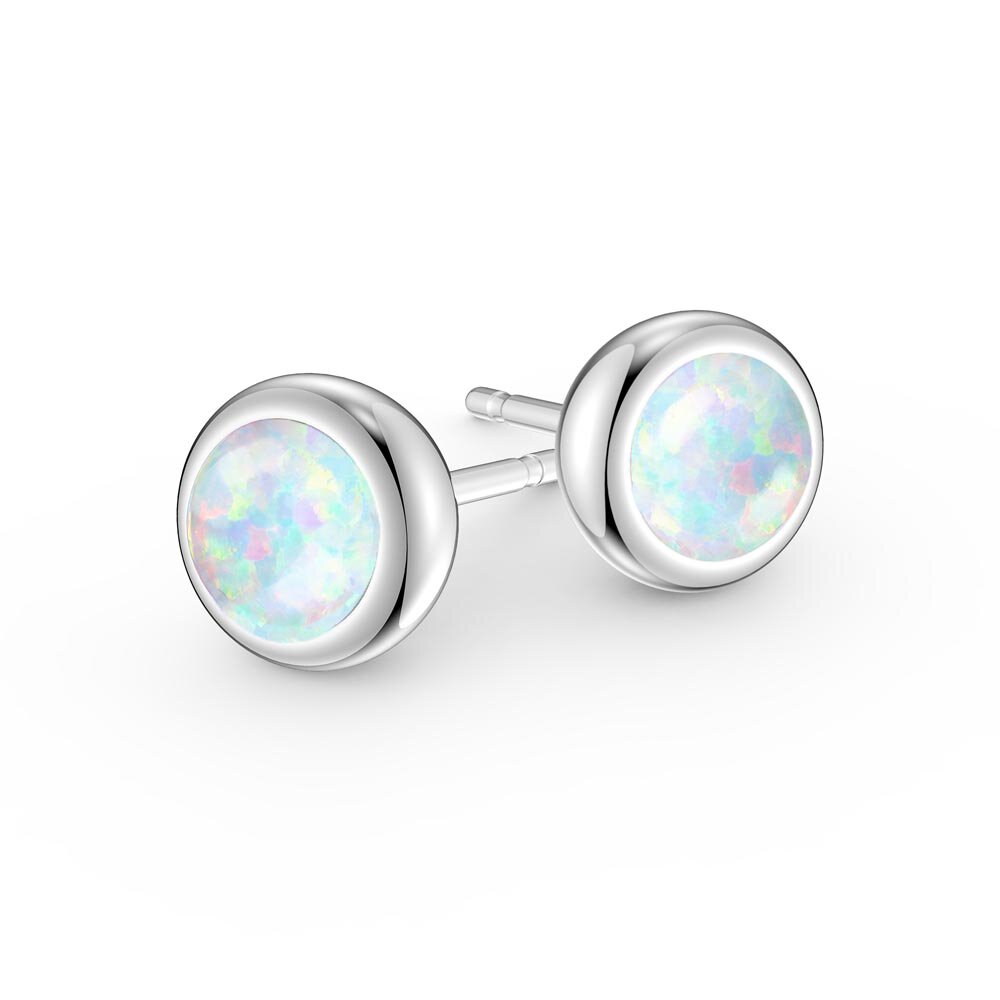 Infinity Opal 10K White Gold Stud Earrings