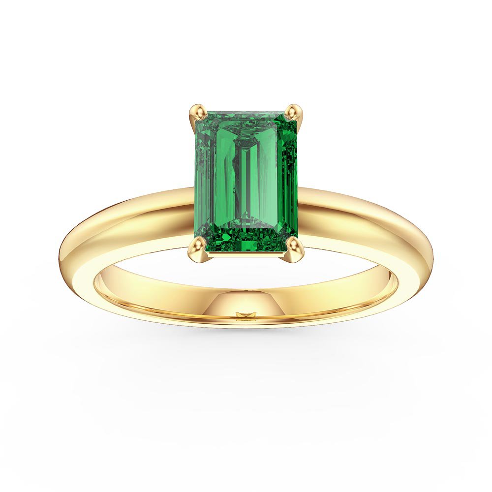Unity 1ct Emerald cut Emerald Solitaire 10K Yellow Gold Proposal Ring