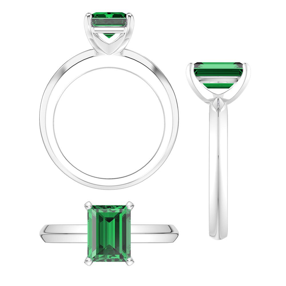 Unity 2ct Emerald Cut Emerald Solitaire Platinum Engagement Ring #3