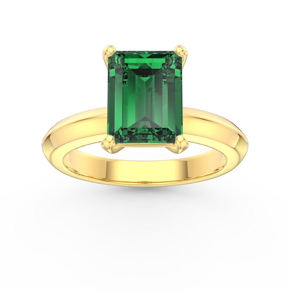 Unity 3ct Emerald Cut Emerald Solitaire 18K Yellow Gold Proposal Ring
