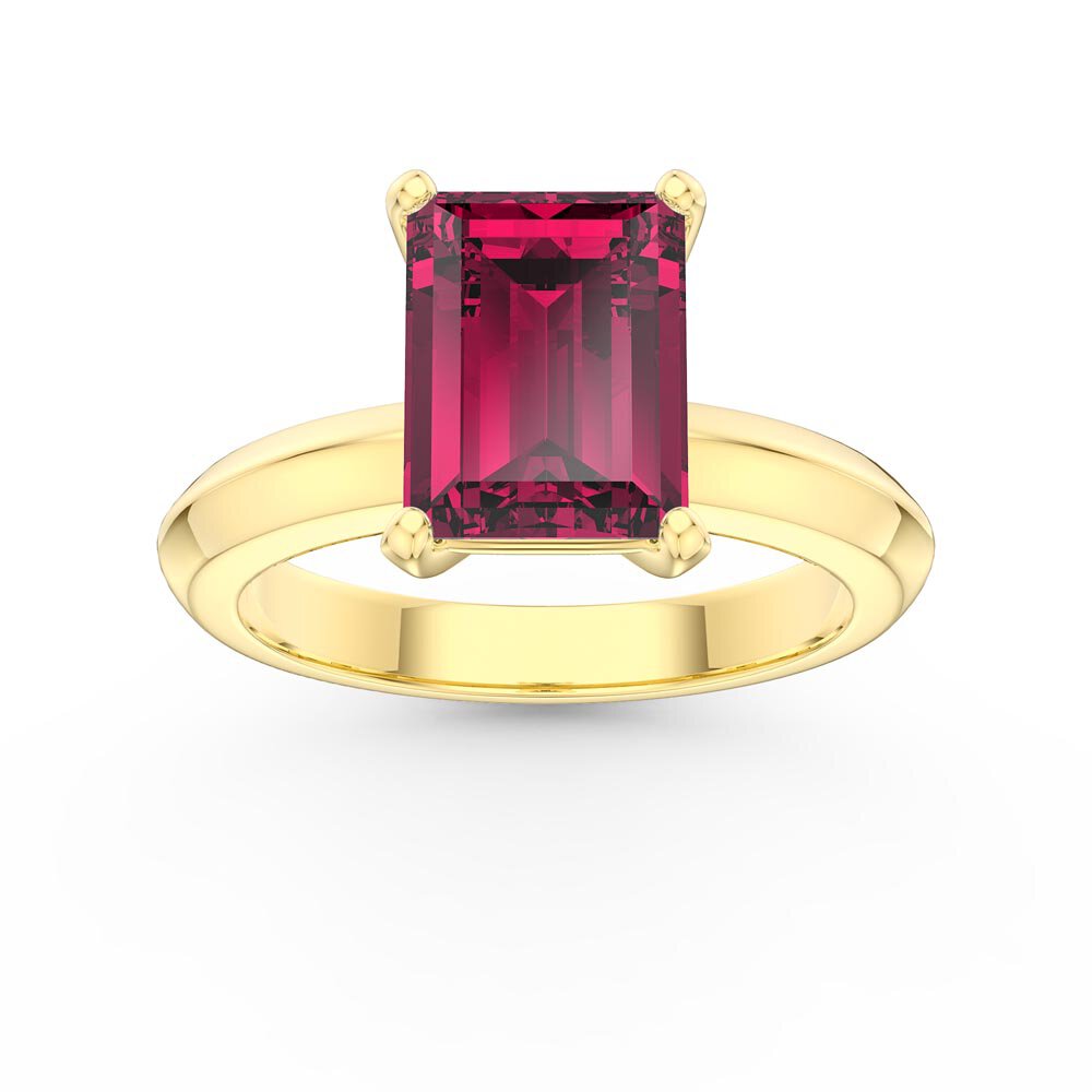 Unity 2ct Ruby Emerald Cut Solitaire 10K Yellow Gold Promise Ring:Jian ...
