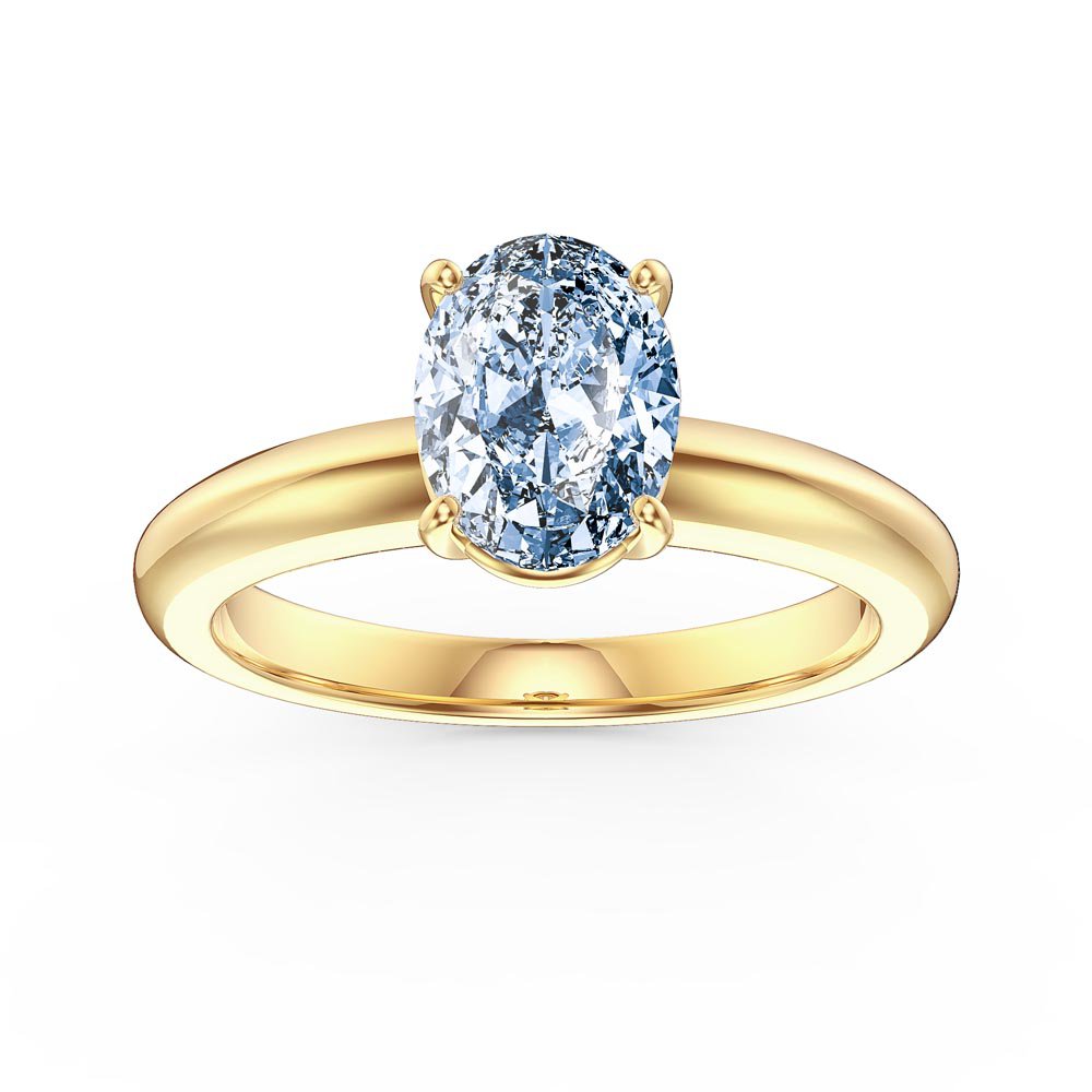 Unity 1.25ct Oval Aquamarine Solitaire 18K Yellow Gold Engagement Ring