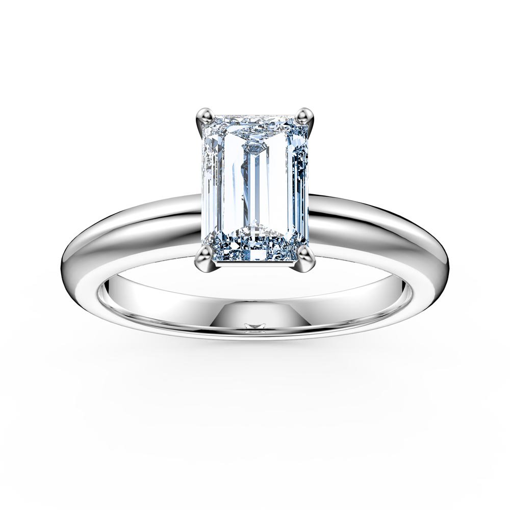 Unity 1ct Aquamarine Emerald Cut Solitaire 10K White Gold Proposal Ring