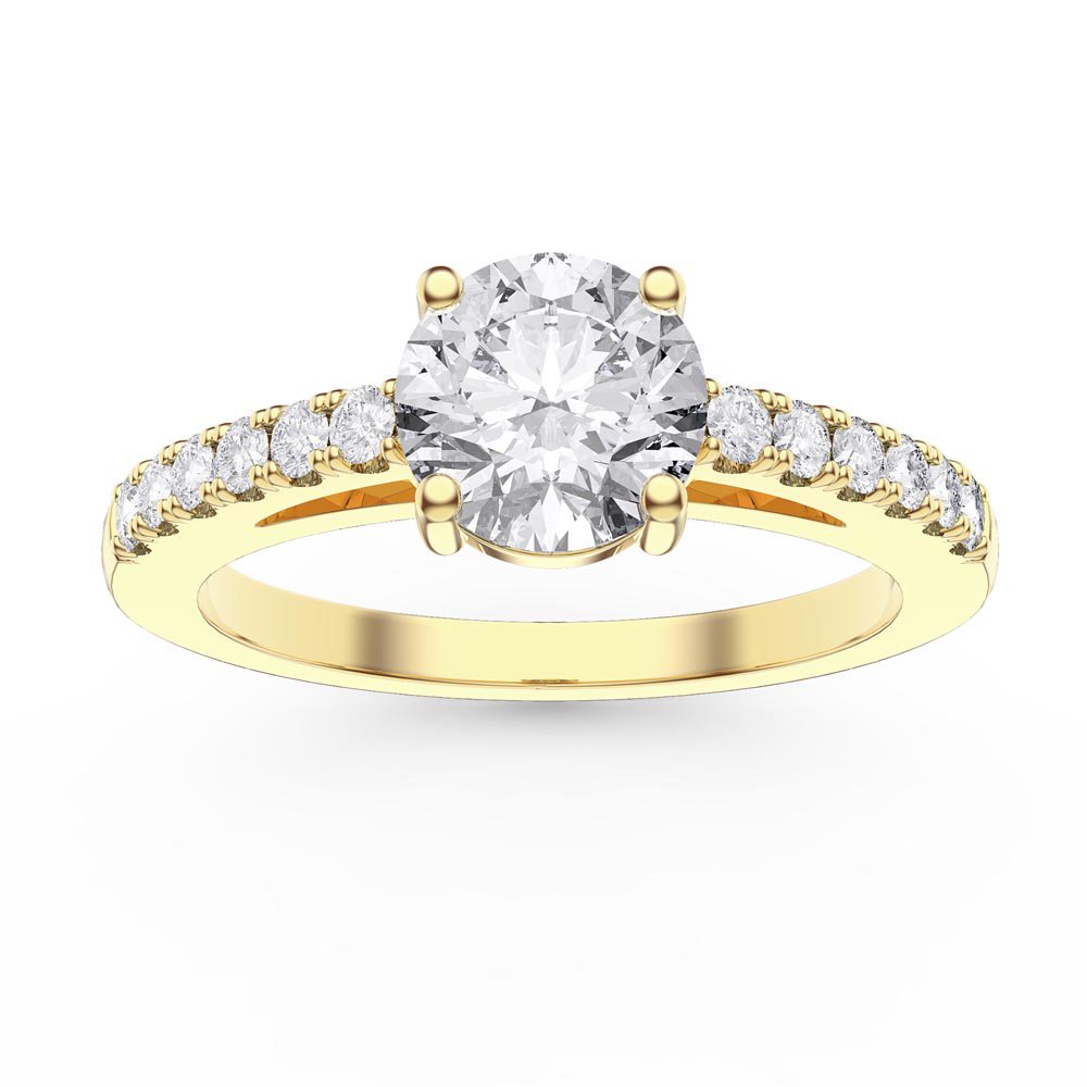 Unity 1ct Moissanite Pave 18K Yellow Gold Engagement Ring