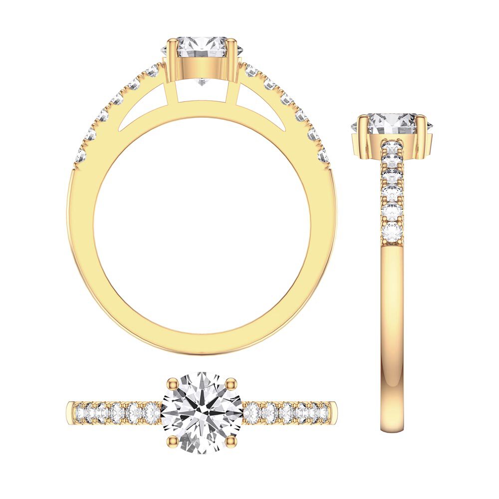 Unity 1ct Diamond Pave 18K Yellow Gold Engagement Ring #4