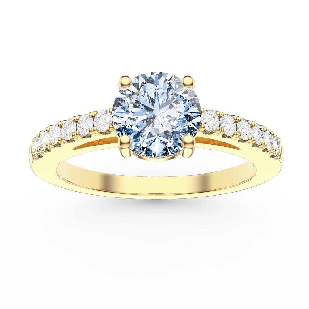 Unity 1ct Aquamarine Diamond Pave 18K Yellow Gold Engagement Ring