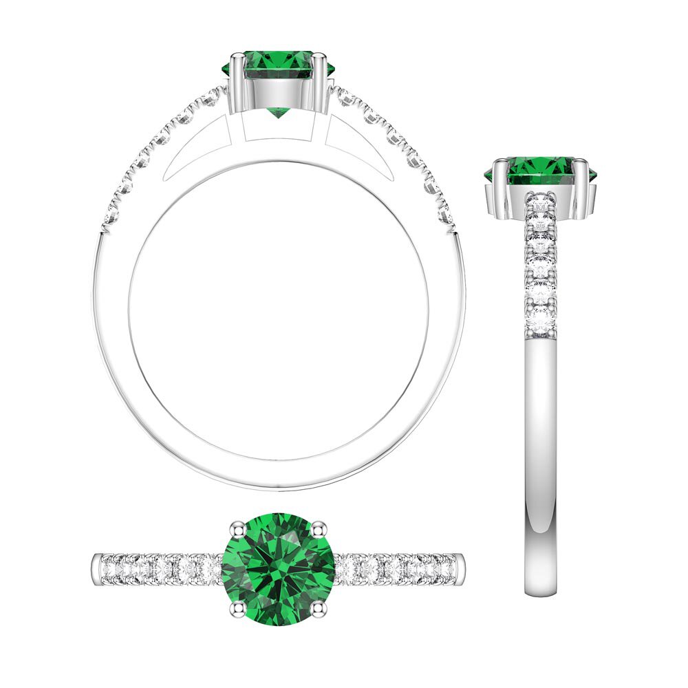 Unity 1ct Emerald Diamond Pave 18K White Gold Engagement Ring #4