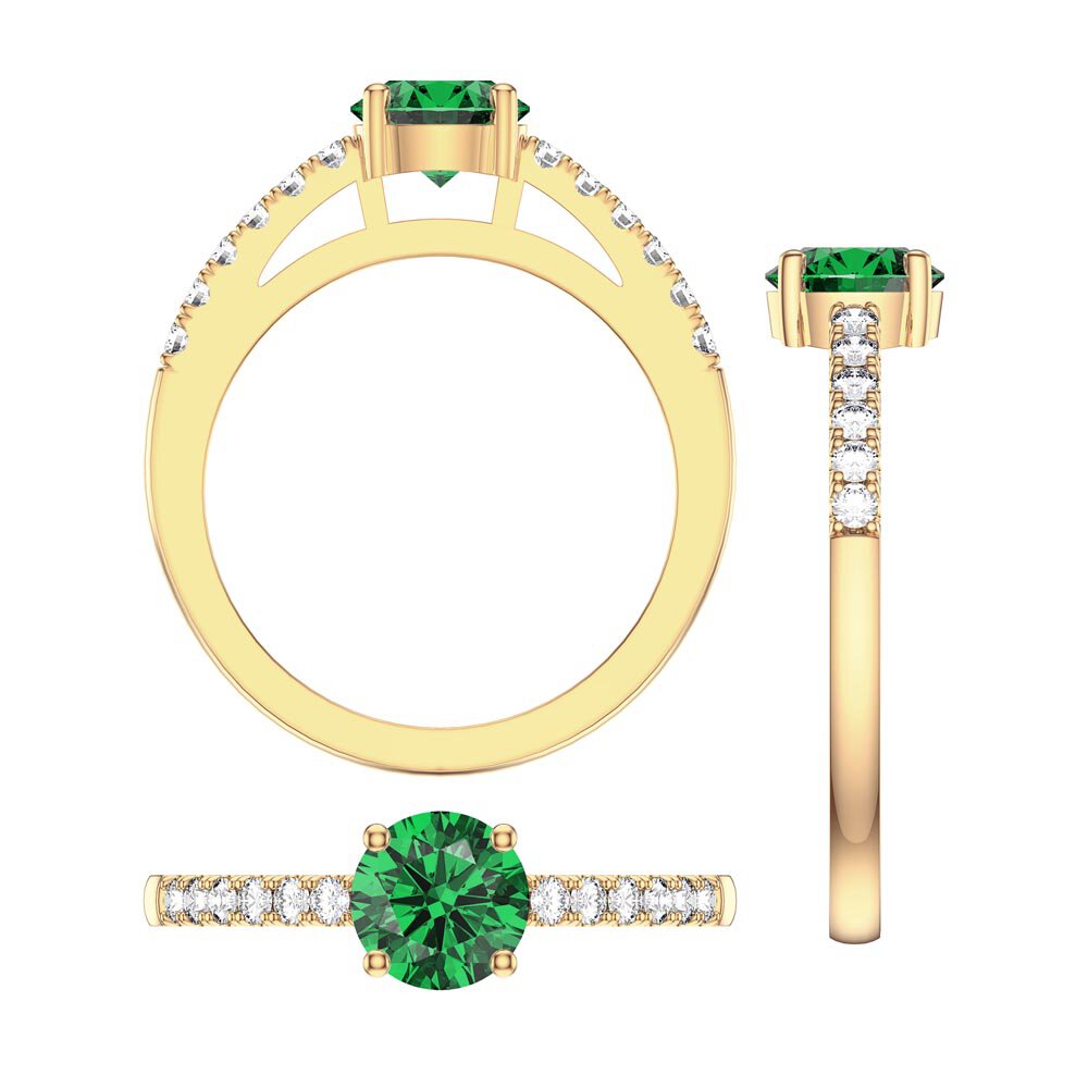 Unity 1ct Emerald Diamond Pave 18K Yellow Gold Engagement Ring #4