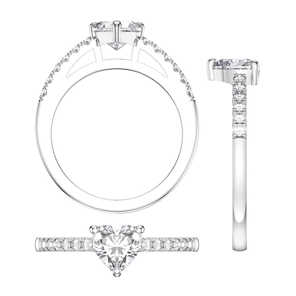 Unity 1ct Moissanite Heart Diamond Pave 18K White Gold Engagement Ring #5