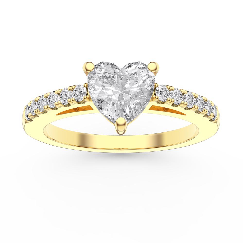 Unity 1ct Heart Moissanite Pave 18K Yellow Gold Engagement Ring