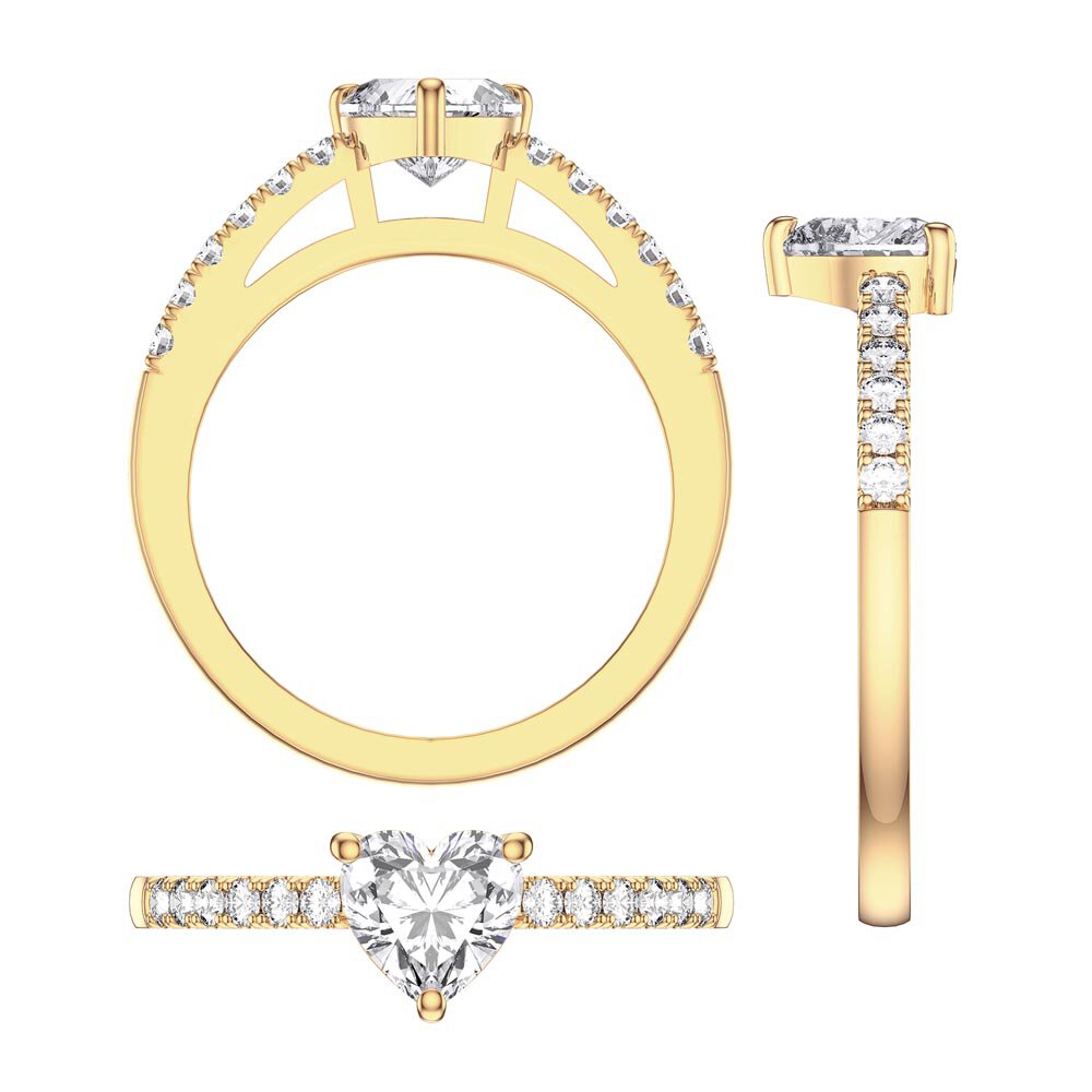 Unity 1ct Moissanite Heart Diamond Pave 18K Yellow Gold Engagement Ring #4